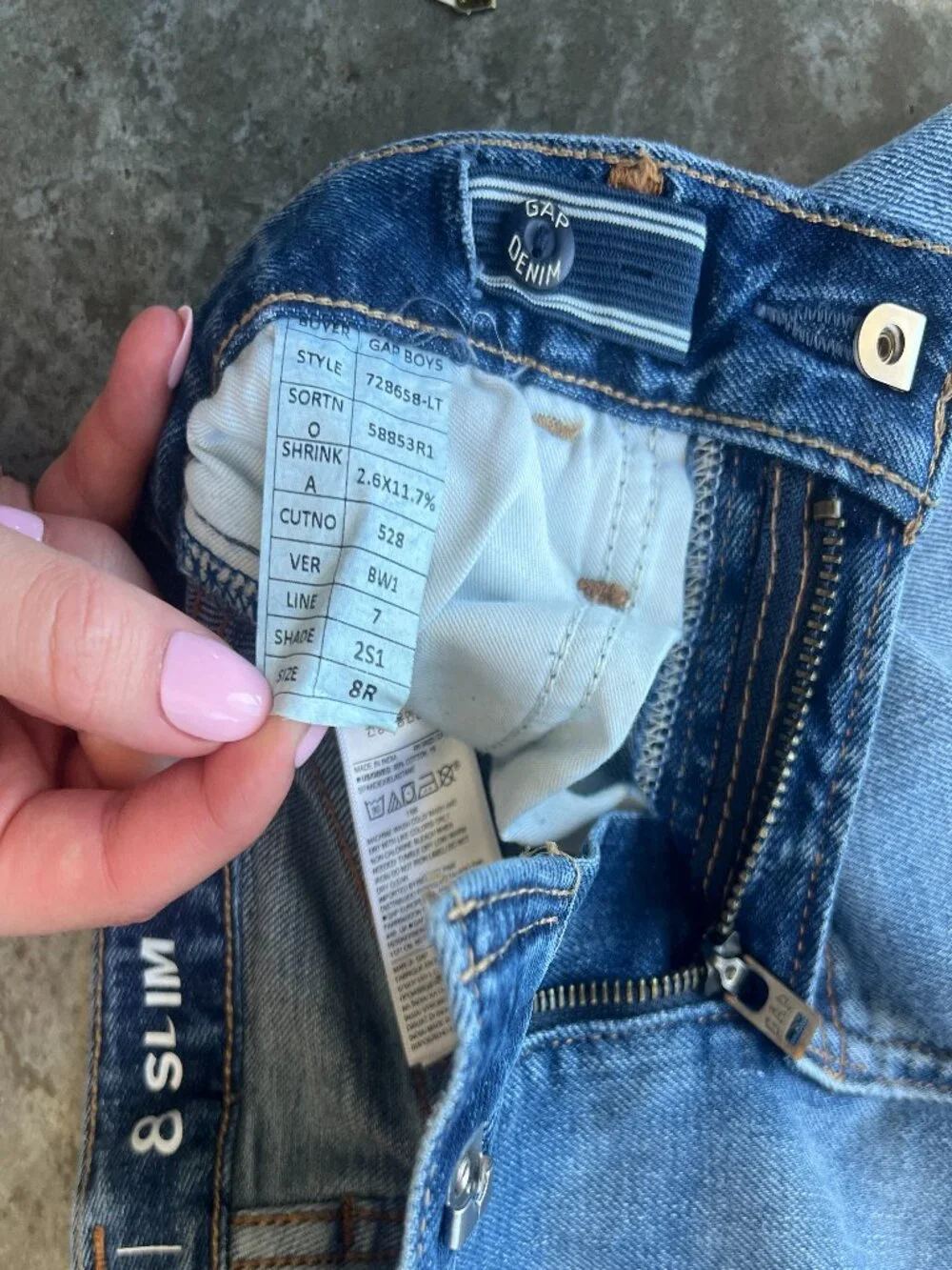Gap Kids Boys Blue Slim Jeans Size 8 Slim Adjustable Waist Stretch Denim